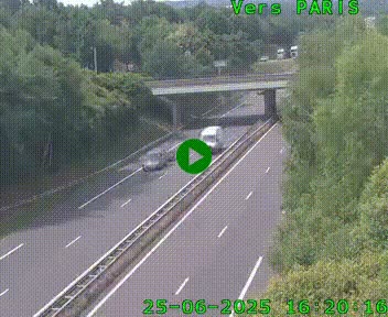 Caméra routière sur l'autoroute A20 au nord de Limoges, à la jonction avec la N520. Vue orientée vers Paris