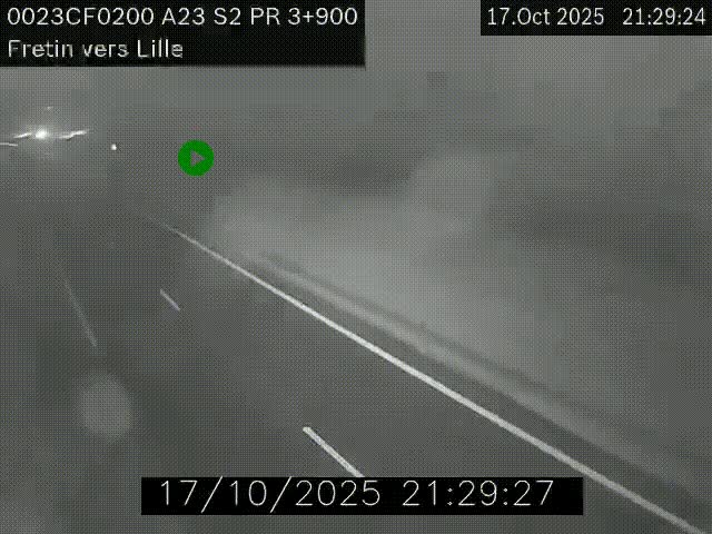 Webcam autoroute A23 à hauteur de Fretin. Vue orientée vers Lille