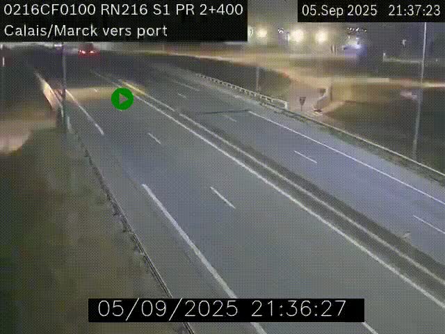 Webcam à Calais sur A216 (N216) en direction du port (harbour) de Calais.