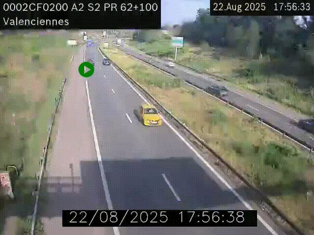 Webcam autoroute A2 à Valenciennes. Vue orientée vers Maubeuge et Mons (Belgique)