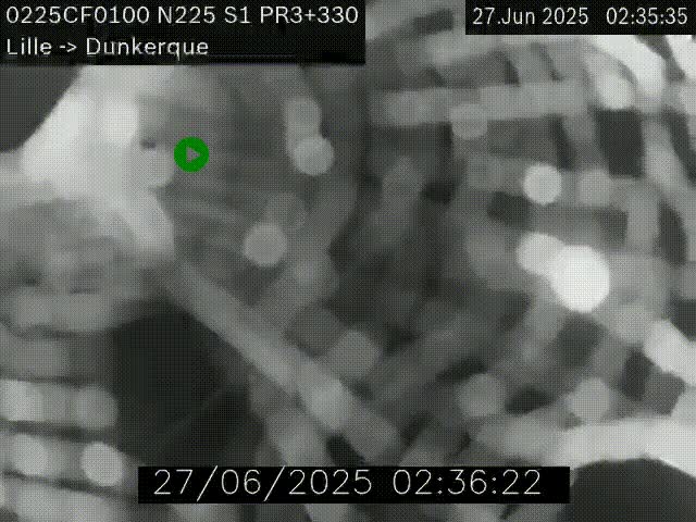 Webcam autoroute A25 (N225) à hauteur de Bergues (Bierne). Vue orientée vers Dunkerque.
