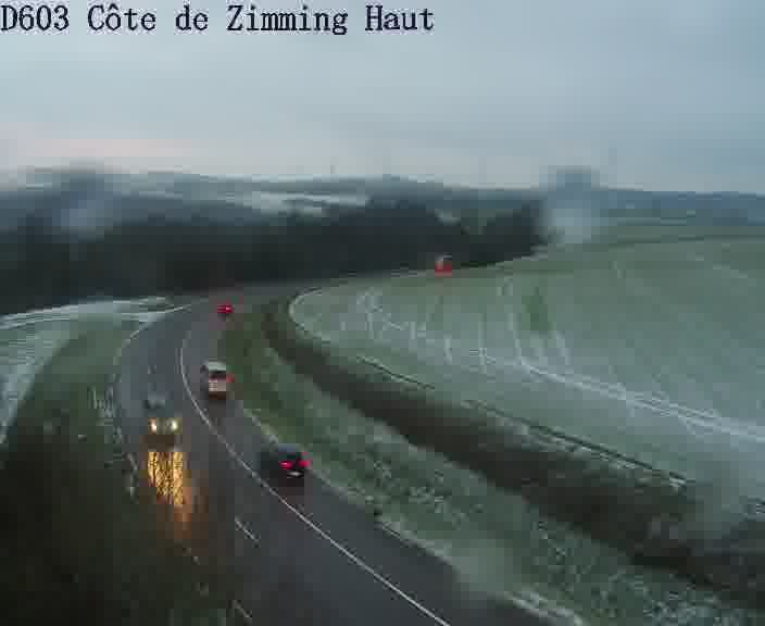 Webcam sur la D603 située en haut de la Côte de Zimming. Vue orientée vers Saint-Avold.