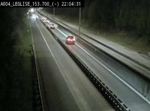 Webcam autoroute A4 (E411-E25) à Léglise, avant la jonction avec la N40. Vue orientée vers Bruxelles