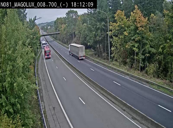 Webcam sur la N81 (E411) à hauteur de la jonction avec la N883. Vue orientée vers Arlon
