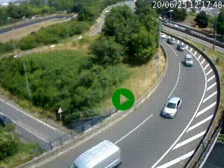 Caméra autoroute à la jonction entre l'A7 et la D301 (Boulevard urbain Sud de Lyon) à Feyzin, au sud de Lyon. Vue orientée vers Mions
