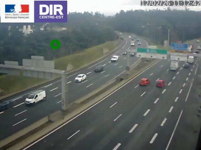 Caméra de circulation routière sur le boulevard périphérique Laurent Bonnevay de Lyon (D383) à hauteur de Bron, avant la jonction avec l'A43. Vue orientée vers l'échangeur