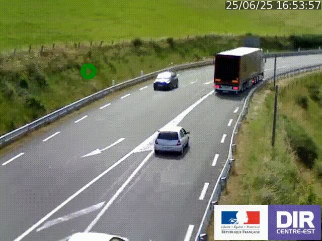Webcam sur le col Pin Bouchain, vue orientée vers Roanne, en provenance de Lyon sur la nationale 7 (N7)