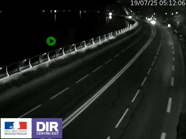 Webcam sur le quai Parjot à Vienne, aux Portes de Lyon, sur la Nationale 7, à la jonction avec le boulevard du Rhône-nord (D1407), caméra orientée vers Lyon