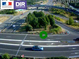 Webcam traffic à Grenoble-sud sur l'autoroute A480. Vue orientée vers l'entrée et la sortie de Grenoble
