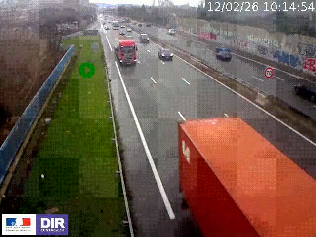 Webcam à Bron sur l'A43 à la jonction avec le boulevard périphérique de Lyon (D383). Vue orientée vers Lyon