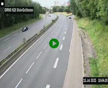 Webcam routière à hauteur de Bois-Guillaume en périphérie de Rouen. Vue orientée vers Rouen