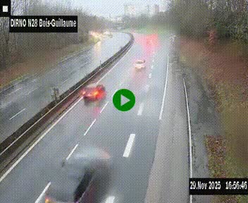 Webcam routière à hauteur de Bois-Guillaume en périphérie de Rouen. Vue orientée vers Rouen