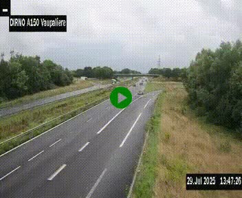 Webcam autoroute A150 à hauteur de La Vaupalière en périphérie de Rouen. Vue orientée vers Rouen