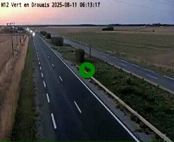 Webcam à hauteur de Vert-en-Drouais sur la N12, en périphérie de Dreux. Vue orientée vers Alençon