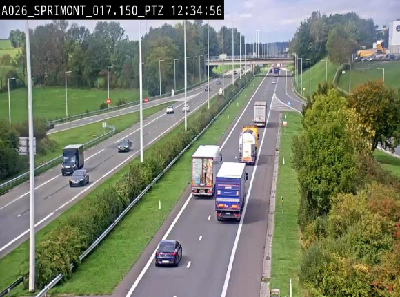 Webcam A26 (E25) à Sprimont, sur l'autoroute entre Liège et Arlon. Vue orientée vers le Luxembourg