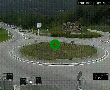 Webcam au nord d'Ax-les-Thermes au niveau de l'aire de chaînage de la N20. Vue orientée vers les Pyrénées, en direction de Pas de la Case