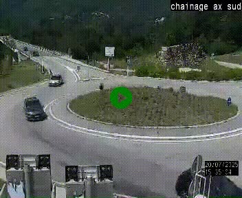 Webcam au nord d'Ax-les-Thermes au niveau de l'aire de chaînage de la N20. Vue orientée vers les Pyrénées, en direction de Pas de la Case