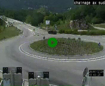 Webcam au nord d'Ax-les-Thermes au niveau de l'aire de chaînage de la N20. Vue orientée vers les Pyrénées, en direction de Pas de la Case