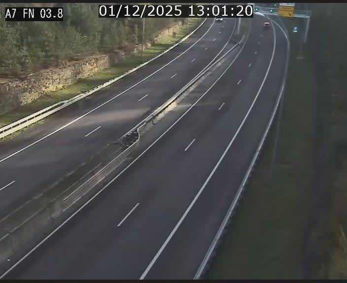 Caméra autoroute Luxembourg A7 - Passage à gibier Rëngelbour - direction Tunnel Stafelter