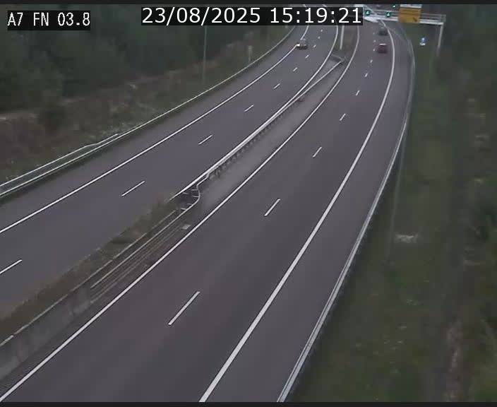 Caméra autoroute Luxembourg A7 - Passage à gibier Rëngelbour - direction Tunnel Stafelter