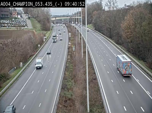 Webcam E411 à Champion, à proximité de Namur. Vue orientée vers Bruxelles