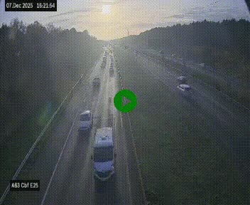 Webcam autoroute A63 en périphérie de Bordeaux au sud-est de la ville, en provenance du bassin d'Arcachon. Vue orientée vers Bordeaux