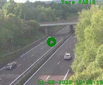 Caméra routière sur l'autoroute A20 au nord de Limoges, à la jonction avec la N520. Vue orientée vers Paris