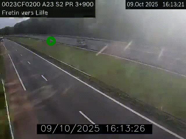 Webcam autoroute A23 à hauteur de Fretin. Vue orientée vers Lille