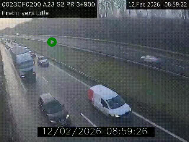 Webcam autoroute A23 à hauteur de Fretin. Vue orientée vers Lille