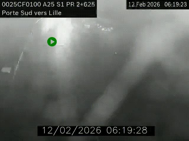 Webcam autoroute A25 sur le périphérique de Lille à hauteur de Lille-Sud et la sortie 3 Faches-Thumesnil. Vue orientée vers Lille-Centre.