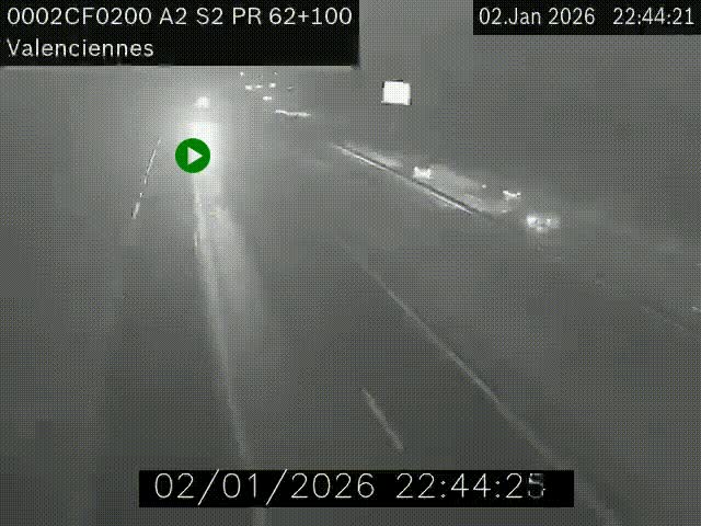 Webcam autoroute A2 à Valenciennes. Vue orientée vers Maubeuge et Mons (Belgique)