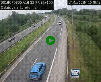 Webcam A16 à Calais en direction du Tunnel sous la Manche (Eurotunnel)