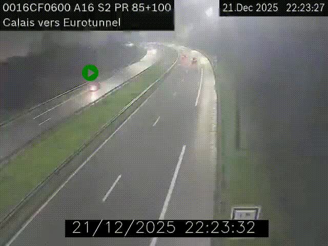 Webcam A16 à Calais en direction du Tunnel sous la Manche (Eurotunnel)