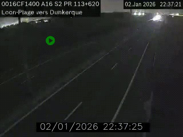 Webcam autoroute A16 à hauteur de Loon-Plage. Vue orientée vers Dunkerque et la Belgique.