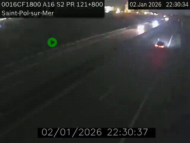 Webcam autoroute A16 à proximité de Dunkerque, à hauteur de la sortie Saint-Pol-sur-Mer. Vue orientée vers Calais