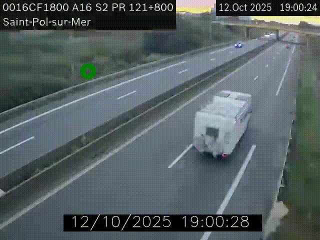 Webcam autoroute A16 à proximité de Dunkerque, à hauteur de la sortie Saint-Pol-sur-Mer. Vue orientée vers Calais