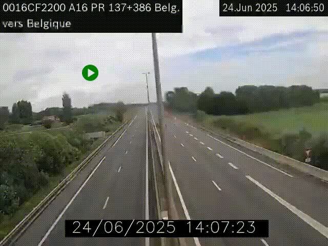 Webcam à la frontière franco-belge au niveau de Bray-Dunes/De-Panne sur l'autoroute A16. Vue orientée vers la Belgique