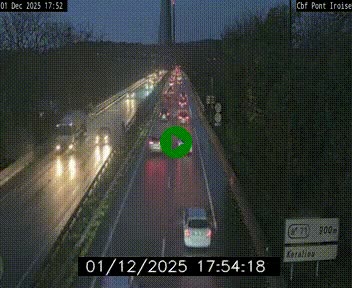 Webcam sur la N165 après le Pont de l'Iroise, à l'entrée de Brest