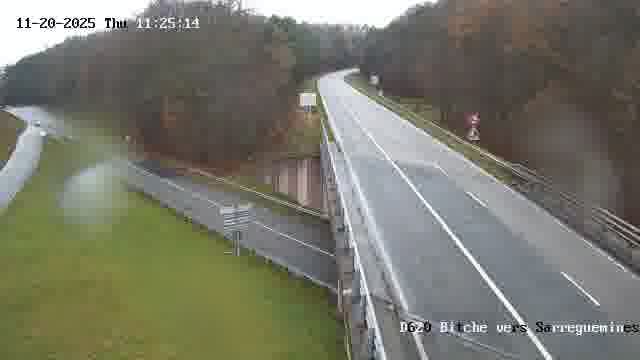 Webcam sur la D620, sur le contournement de Bitche. Vue orientée vers Sarreguemines