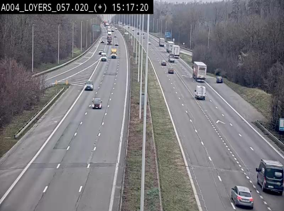 Webcam dans la montée de Loyers sur l'E411, après le viaduc de Beez en venant de Namur et en direction du Luxembourg