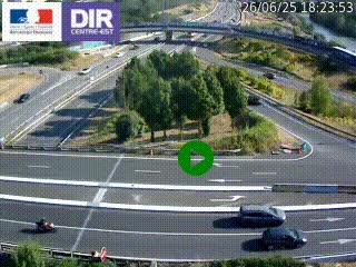 Webcam traffic à Grenoble-sud sur l'autoroute A480. Vue orientée vers l'entrée et la sortie de Grenoble
