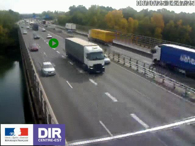 Caméra trafic à la jonction entre l'A46 (Rocade-est de Lyon) et l'A42 à hauteur de Vault-en-Velin en direction de Marseille