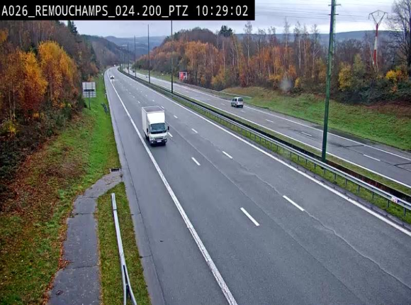 Webcam E25/A26 à Aywalle, à hauteur de Spa. Vue orientée vers Liège