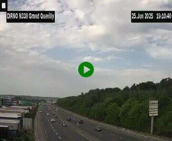 Webcam routière sur N338 à hauteur de Grand-Quevilly en périphérie de Rouen. Vue orientée vers Rouen