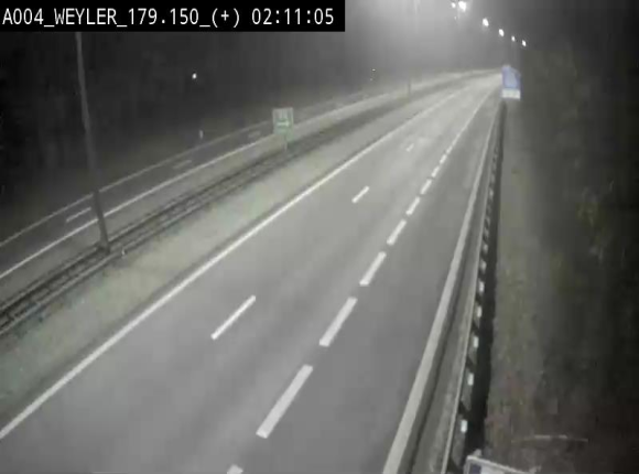 Webcam entre la sortie Arlon et la sortie Weyler sur l'E411. Vue orientée vers Luxembourg