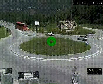 Webcam au nord d'Ax-les-Thermes au niveau de l'aire de chaînage de la N20. Vue orientée vers les Pyrénées, en direction de Pas de la Case