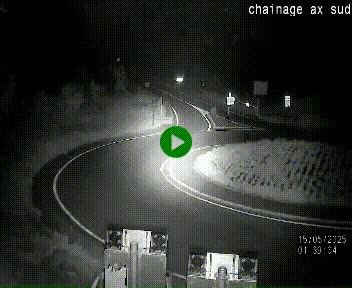 Webcam au nord d'Ax-les-Thermes au niveau de l'aire de chaînage de la N20. Vue orientée vers les Pyrénées, en direction de Pas de la Case