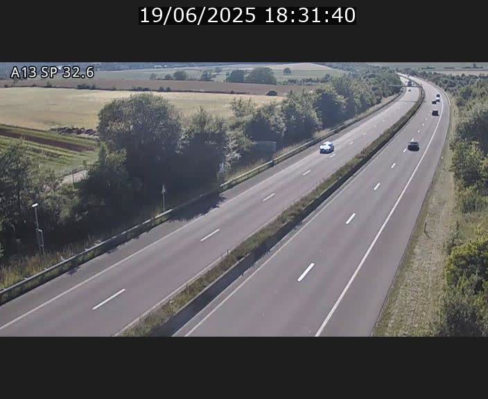 Webcam info trafic A13 à hauteur de Mondorf-les-bains. Vue orientée vers Altwies