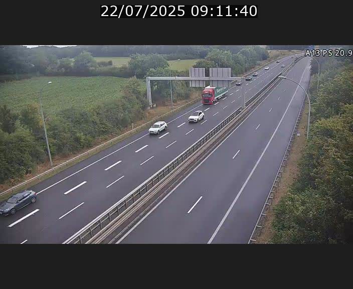 Traffic live webcam Luxembourg Croix de Bettembourg, rond-point d'Hellange - A13 direction Allemagne - BK 20.9
