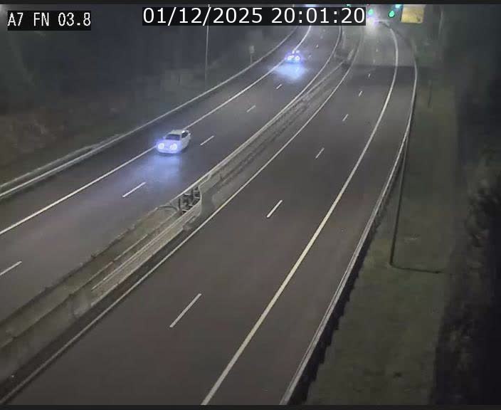 Caméra autoroute Luxembourg A7 - Passage à gibier Rëngelbour - direction Tunnel Stafelter